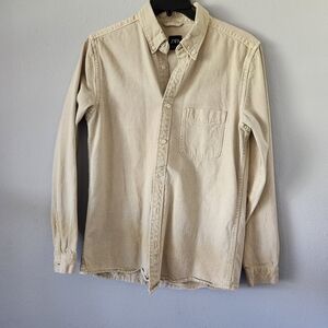 Zara Men's Light Beige Button-Down Shirt